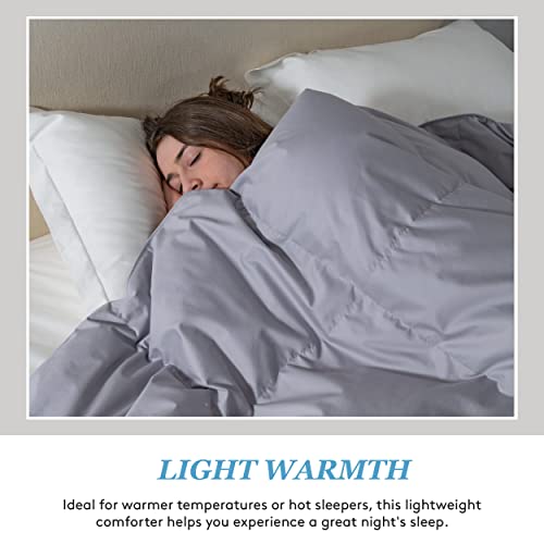 Ameridown Light Warmth Signature 600 Fill Power Baffled Down Comforter With Sewn In Duvet Corner Loop Attachments, King/California King Size Bed, Titanium #TOP5