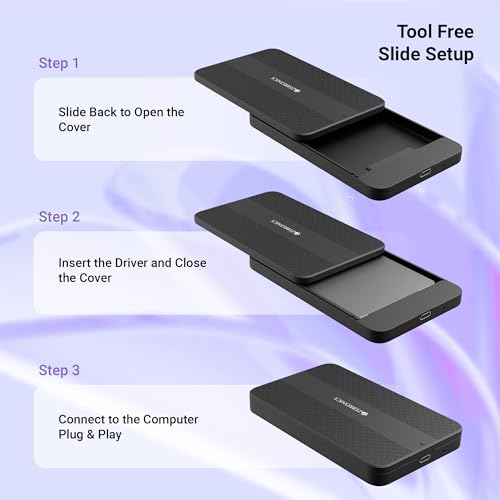 Image of Zebronics 2.5 inch SSD /HDD Enclosure, Max. 6TB Storage, Upto 5Gbps Transfer Speed, Tool-Free Slide Design, Type-C 3.1 Gen 1 Connector, Windows, Mac, Linux Support (CSH501)