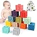 Luclay Baby Block Spielzeug für 6 Monate 1 2 3 4 Jahre Alte Baby Jungen Mädchen, Baby Kauzähne, Stapelspiele,frühe Erziehung, Montessori Bade Babyspielzeug mit Digitalen Tierformtexturen 12 Stück