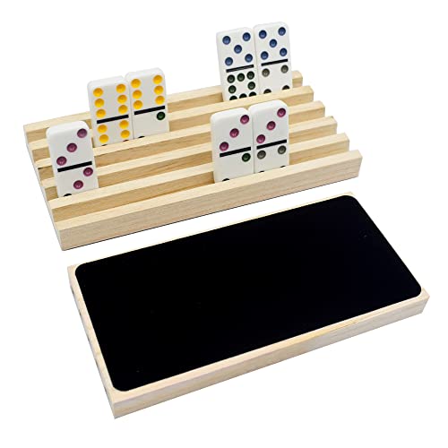 Yuanhe Wooden Domino Racks/Trays Set Of 8, Domino Tiles Holders For Mexican Train, Rummikub #TOP2