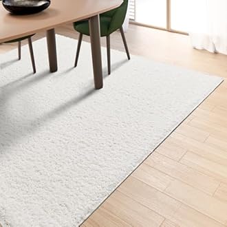 homeart Area Rug - Super Soft Shaggy Rugs For The Living Rooms, Bedrooms And Kitchen - Modern, Easy To Clean Carpet - 120 cm Square, White