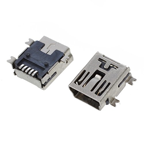 Blaiueng 10xミニUSB 5ピン メスソケットDIY SMTコネクター シルバートーン ダークグレー
