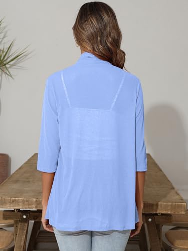 Image of Women's Lightweight Open Front Cardigans Short Sleeve Casual Soft Sheer Cardigan S-2XL with Pockets