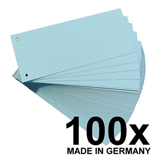 Exacompta Original Falken 100er Pack Karton-Trennstreifen. Made in Germany. 10,5 x 24 cm blau Trennlaschen Trennblätter Ordner Register Blauer Engel