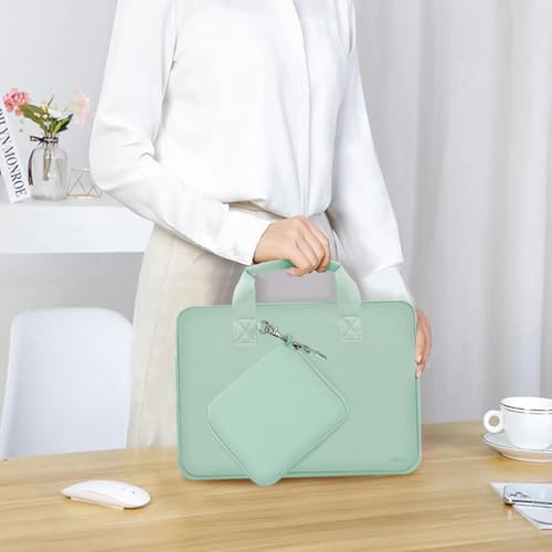 Image of Hseok Laptop Sleeve 13.3-14 inch Case with Small Pouch, Neoprene Computer Bag Compatible with MacBook Pro 14 inch M4 /M3 /M2 /M1 2025-2021, Mac Air /Pro 13.3 inch and Most 13-14 inch Notebooks,Spring Blue