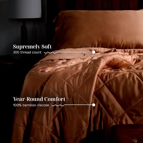Image of LUXOME Lightweight Blanket | 100% Rayon (Viscose) from Bamboo Fabric & Fill | King /Cal King - 98 inchx92 inch | Thermal-Regulating | Terracotta