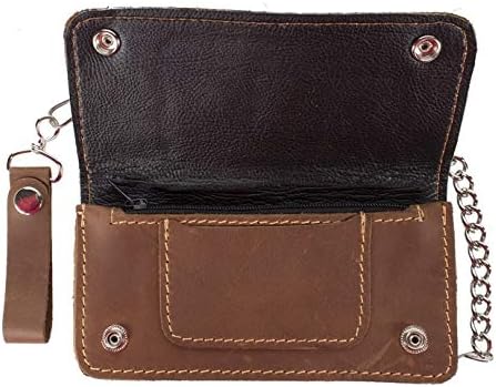 Miniatura 2 de Billetera Billys Biker Gear Premium de cuero marrón con cadena bifurcada