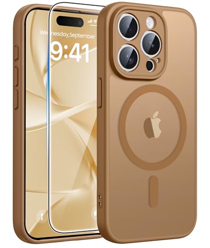 FNTCASE for iPhone 15 Pro Max�P�[�X:[Magsafe�Ή�]�������}�b�g�P�[�X [�t���J�����ی�] [�X�N���[���v���e�N�^�[] �~���^���[�O���[�h�̑ϏՌ��ی�J�o�[-�u���E��