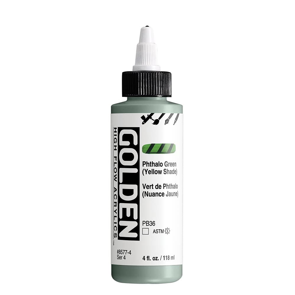 Excellence pigmentaire de GOLDEN High Flow Vert Phthalo Nuance Jaune 119 ml pour Beaux-Arts