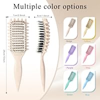 Curl Defining Brush for Curly Hair, Vented Detangling Hair Brush for Wet and Dry Styling, Curved Brush for Shaping and Smoothing Curl Clumps, Lightweight Hair Brush (Beige) — image 4