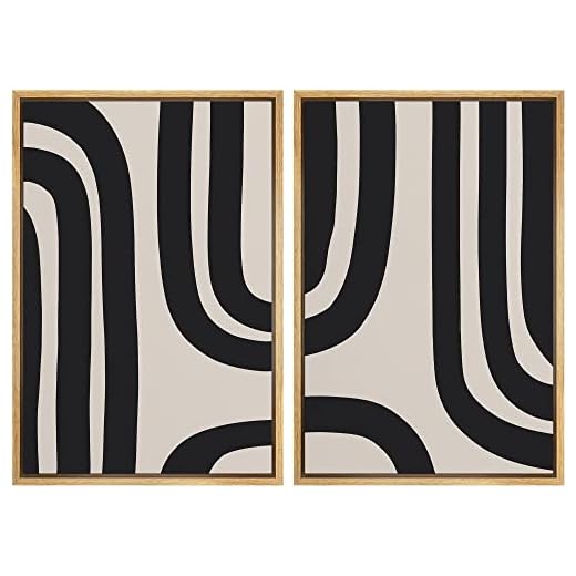 Ashbrook Framed Canvas Print Wall Art Black and Gray Geometric Spiral Display Abstract Shapes Illustrations Modern Minimalist Relax/Calm Multicolor for Living Room, Bedroom, Office - 24"x36"x2 NATURAL
