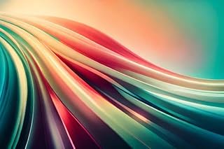 Póster de 60 x 40 cm: curva abstracta de rayas degradadas, colores verde y rosa, arte generado por IA (204795929)