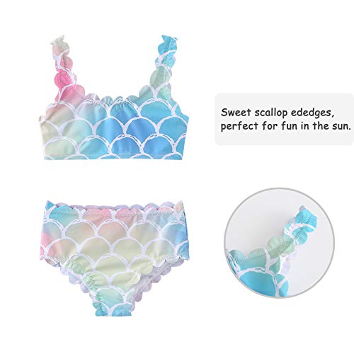 Image of HowJoJo Girls Two Piece Tankini Swimsuit Green Floral Bathing Suit Swimwear