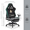 Symino Chaise Gamer Ergonomique - Fauteuil de Bureau avec Repose-Pieds Télescopique, Support Lombaire et Hauteur Réglable - 200kg (Simili Cuir Black)