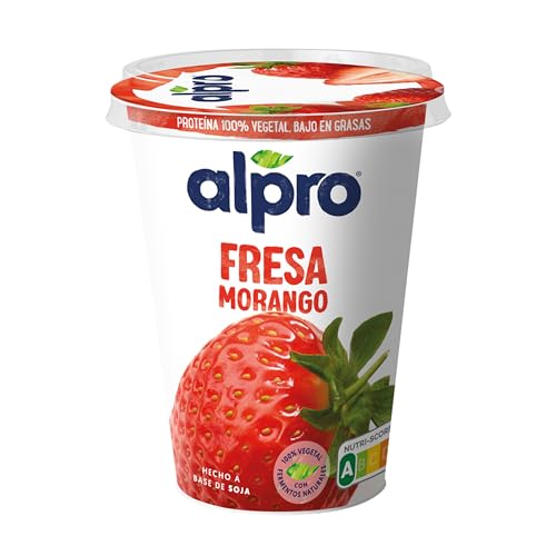 Alpro Yogur Fermentado a Base de Soja con Sabor a Fresa, sin Gluten, sin Lactosa, Calcio y Vitaminas B2, B12 y D2 Añadidas, 400 g