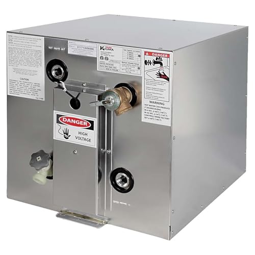 Kuuma 6 Gallon Water Heater for Marines and Boats, 120V Electric Tank Unit with Front-Mount and Rear Heat Exchange for Daily Hot Water Access