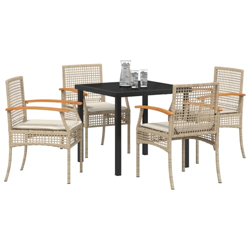 Vopese Bel Au?en Model3380828 - Juego de comedor de jardín con cojín (5 piezas, polirratán), color beige