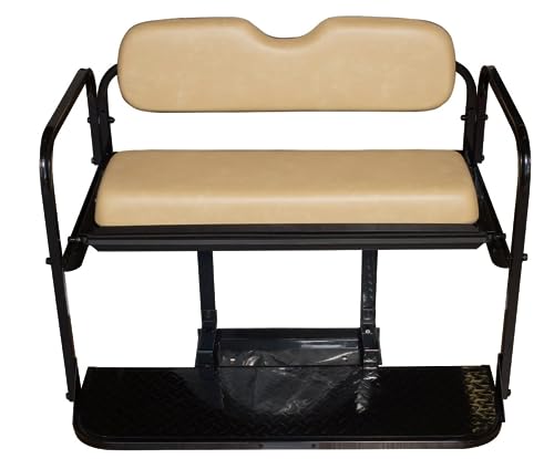 EZGO TXT Golf Cart Rear Flip Folding Back Seat Kit, 1995 and Up - Factory Tan Cushions