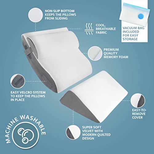Kӧlbs 4Pcs Orthopedic Bed Wedge Pillow Set | Stylish Chic Plush Velvet Cover | Post Surgery Body Pillow, Wedge Pillows For Sleeping | Acid Reflux And Gerd Wedge Pillow For Sleeping #TOP5