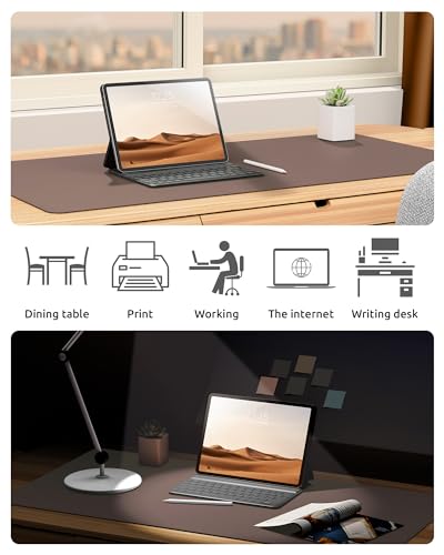 Image of YSAGi Leather Desk Mat, Large Mouse Mat, 60 x 35 cm, Chocolate