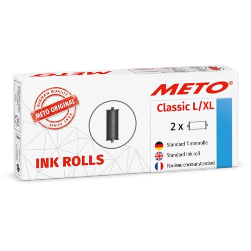 Rodillos de tinta para etiquetadora METO Classic con impresión nítida en negro, pack de 2