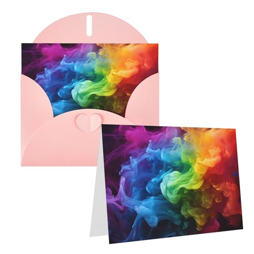 QMNEHJ グリーティングカード サンキューカード 封筒付き ブランクノートカード 4x6インチ バースデーカード レインボー スモーク ウェディングカード お悔やみカード おもしろい 思考カード あらゆる機会に