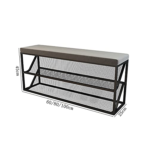Rangement pour chaussures d'entrée compact 80 cm avec étagère métallique et banc velours