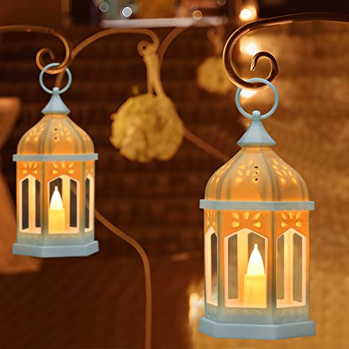2 Stück Kerzen Laternen, Vintage Dekorative Garten Laternen, Tischlaternen Con Windschutzscheibe, mit LED Kerzen, für Garten Terrasse Veranda Weihnachten Dekoration, Festive Light (Warmweiß) – Bild 2