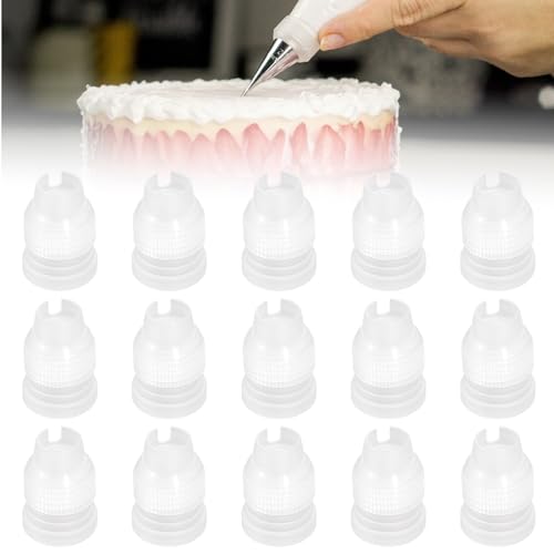 Couplers for Piping Bags, 15 Pcs 1.2 x 1 Inch Clear Plastic Standard Cake Decorating Coupler Pipe Tip Coupler for Piping Bags, Frosting Icing Nozzles