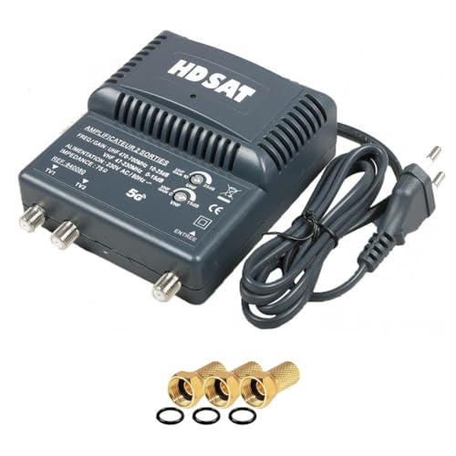 HDSAT amplificateur TNT 2 sorties Gain 25dB + 3 Fiches F