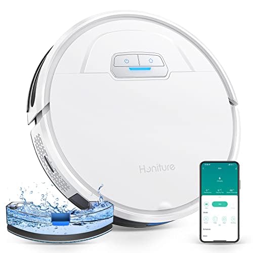HONITURE G20 Robot Aspirapolvere Lavapavimenti, 4000Pa Robot Aspirapolvere 3-in-1, Potenziamento automatico del tappeto, Alexa/APP/Telecomando, Ideale per la/Peli di animali/Pavimenti/Tappeto