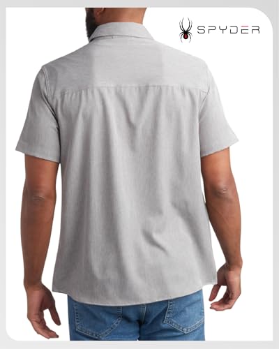 Spyder Mens Button Down Short Sleeve Shirt - Wrinkle Free Dress Shirts Collared Casual Button Up Mens Work Shirt with Pocket3