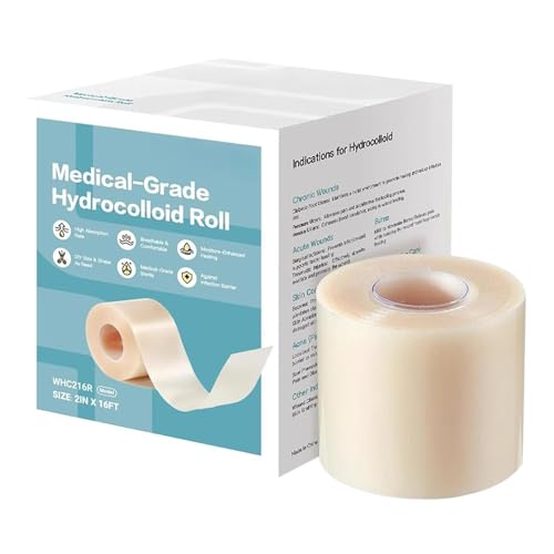 ETUCYNG Rollo de apósito hidrocoloide autorroscante, 5 m, apósito médico para heridas para talones, puntos de presión y burbujas, transpirable, impermeable