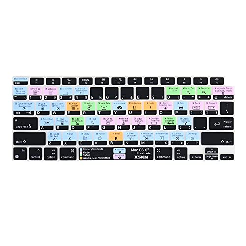 XSKN Shortcuts Function and Language Series Silicone Keyboard Cover Skin Compatible with 2020 Released New MacBook Air 13.3 inch with Touch ID A2179 A2337 M1 Chip Keyboard, (A2179US)