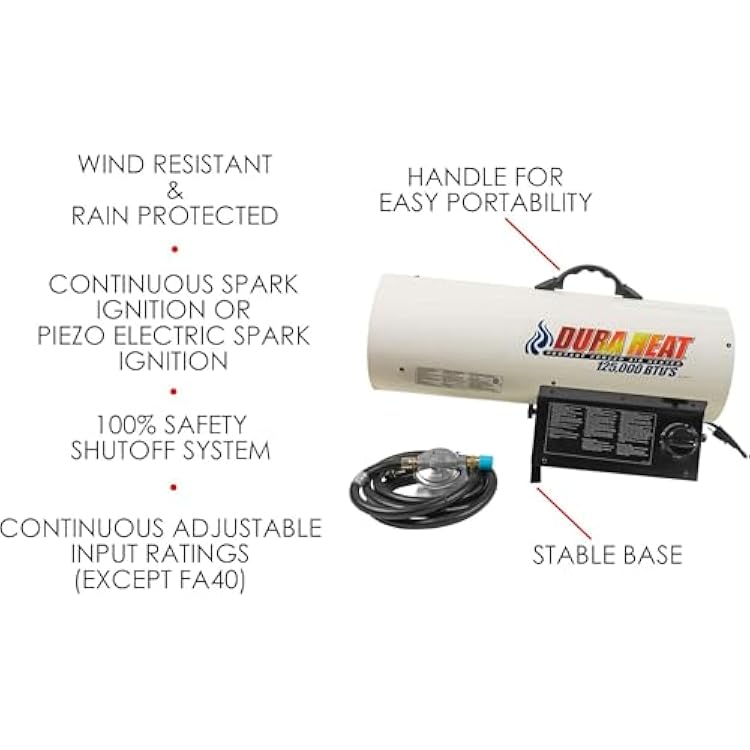 Dura Heat GFA125A 70K-125K BTU Propane(LP) Forced Air Heater, White