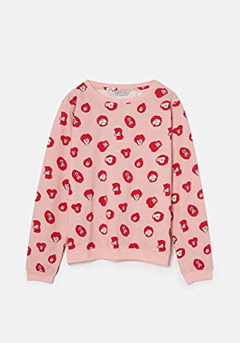 Suéter de algodón rosa transpirable Compañía Fantástica con divertido estampado de mono rojo 5