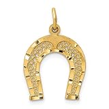 Sonia Jewels Real 14k Yellow Gold Men's Horseshoe Charm Pendant - 20mm x 15mm