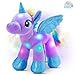 Houwsbaby Glow Unicorn Nightlight Stuffed Animal Soft LED Horse Plush Toy Glitter Gift for Kids Boys Girls Girlfriend Companion Pet HolidayChristmas, 14'' (Purple)