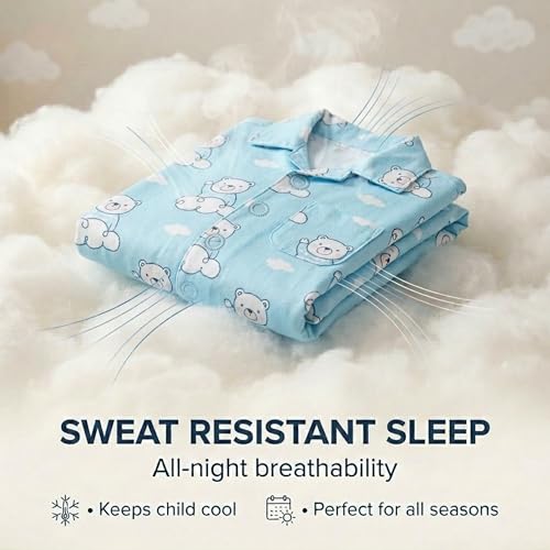 Image of The Mom Store Kids Cotton Night Suit for Boys and Girls | Soft Breathable Night Dress for Kids Boys and Girls | Printed Nightsuit Pajama Set | Comfortable All-Season Sleepwear for Daily Use