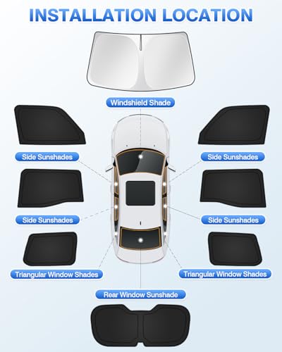 Image of Canvcle Sunshades for 2024 2025 2026 Toyota Land Cruiser Prado 250 Accessories Windshield Sun Shade Side Rear Window Shade Cover Sun Visor Shield Privacy Protection Keep Vehicle Cool Black 8PCS