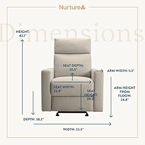 Nurture The Manual Glider Premium Modern Recliner Nursery Glider Chair with Spill Stain Proof Fabric Designed with a Thoughtful Combination of Function and Comfort Water Repellant Ivory