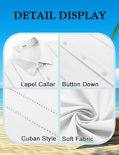COOFANDY Mens Cuban Guayabera Shirt Short Sleeve Button Down Shirts Summer Beach Vacation Shirts 5