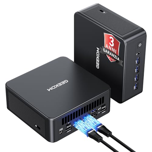 GEEKOM [2026 AI Superpowers IT13 MAX Mini PC Windows 11 Pro con Ultra 9-185H (fino a 5,1 GHz),1TB SSD,16GB RAM|Quad Display 4K@120Hz| Doppia USB4|8x USB| WiFi 7|Doppia LAN| Gaming e Editing Video