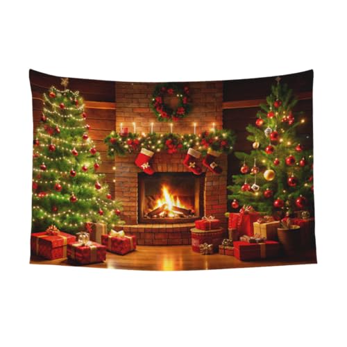 mutakin Christmas Tapestry Wall Hanging Aesthetic For Bedroom Living Room Dorm
