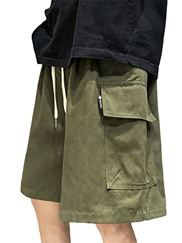 Short cargo d'été en coton EN8 pour homme de coupe ample avec plusieurs poches de couleur Army En8 taille L