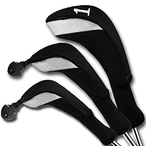 FINGER TEN Golf Club Head Covers Woods Driver Fairway Hybrid 3/4/5 Set, Headcovers Men 1 3 5 7 X Interchangeable Number Tag, Fit All Wood Clubs