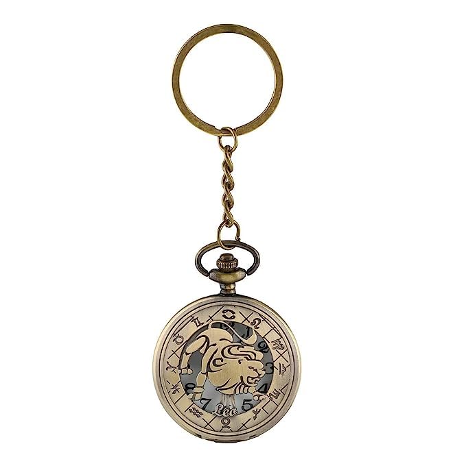 Image of Blue Aura Premium Pocket Watch Metal Keychain Retro Vintage for Gifting with Key Ring Anti-Rust (BA-KWIC-7)