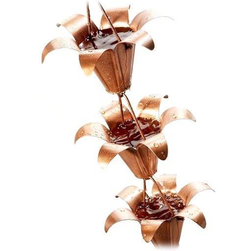 Strathwood Copper Finish Rain Chain Lily Shape