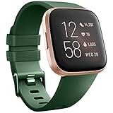 Wanme Compatible con Fitbit Versa 2 Correa Silicona Suave Ajustable Deportivo Pulsera de Reemplazo Compatible para Fitbit Versa 2 SE Mujeres y Hombres Pequeño Grande (S, 07 Verde Oliva)