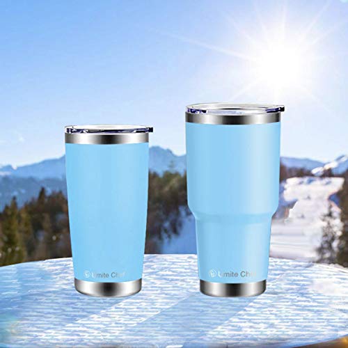 Image of Umite Chef 20oz Tumbler Double Wall Stainless Steel Vacuum Insulated Travel Mug with Lid, Insulated Coffee Cup, 2 Straws, for Home, Outdoor, Office, School, Ice Drink, Hot Beverage (20oz, Blue)
